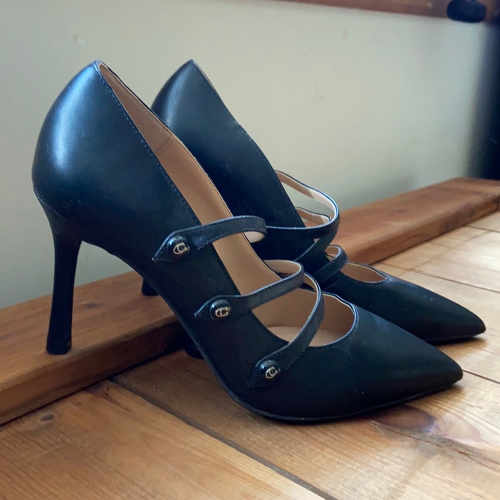 Black Leather Heels - Size 6